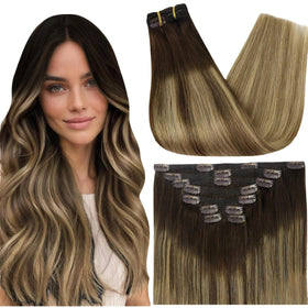Full Shine Clip-in Hair Extensions 120g front view