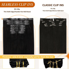 Full Shine Clip in Hair Extensions 140g Jet Black packaging