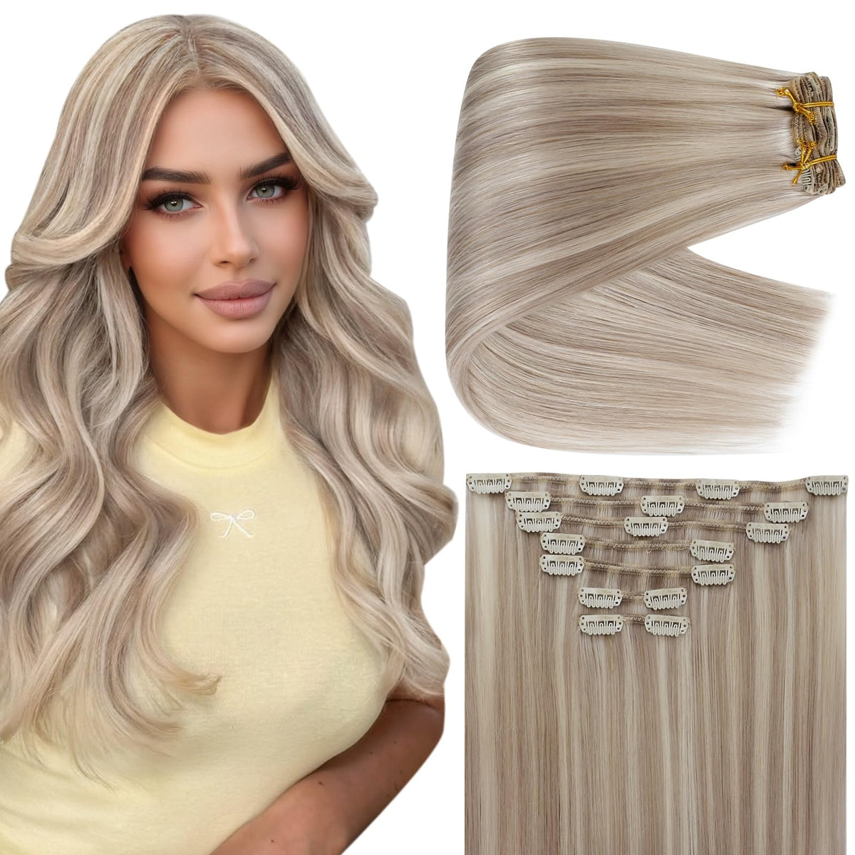 Full Shine Clip in Hair Extensions 16 Inch front view