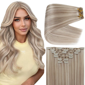 Full Shine Clip in Hair Extensions 16 Inch front view