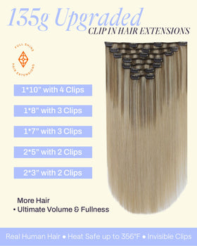 Full Shine Clip in Hair Extensions 18 Inch back view