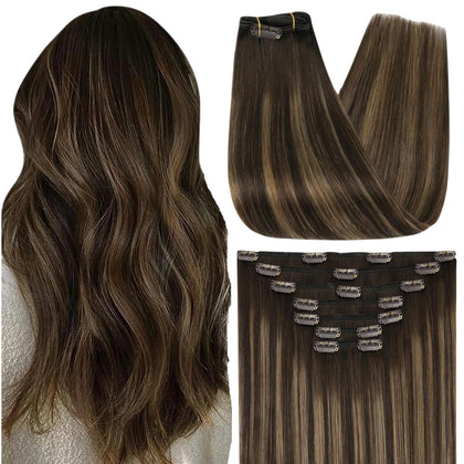 Full Shine Clip In Hair Extensions #2/8/2 front view