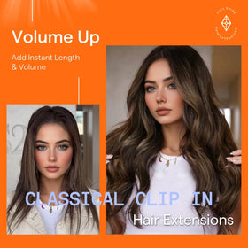 Full Shine Clip In Hair Extensions #2/8/2 layered display