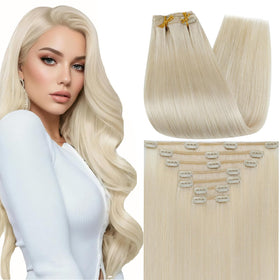 Full Shine Clip in Hair Extensions 200g blonde front view