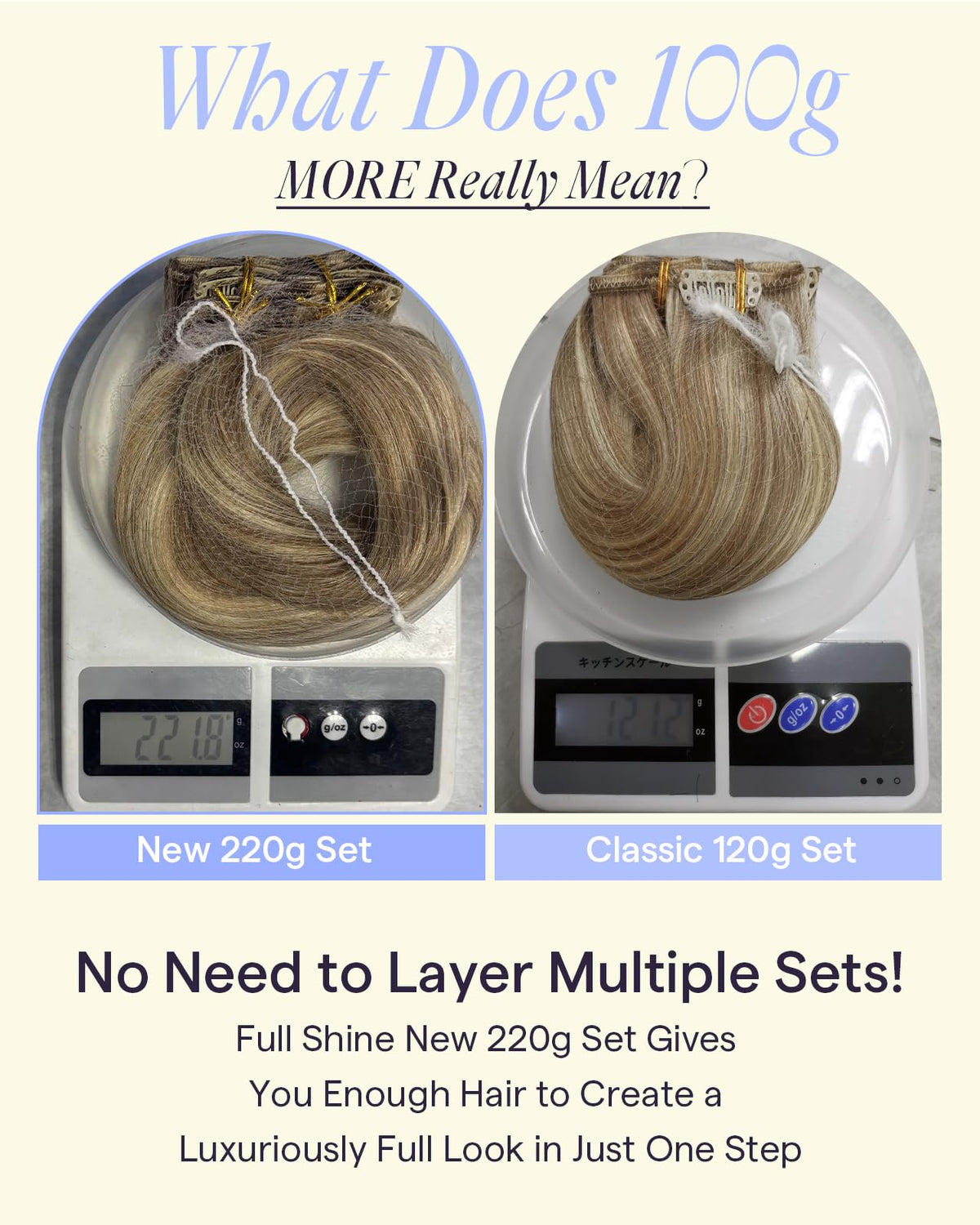 Full Shine Clip-in Hair Extensions 24 Inch 220g close-up of clips