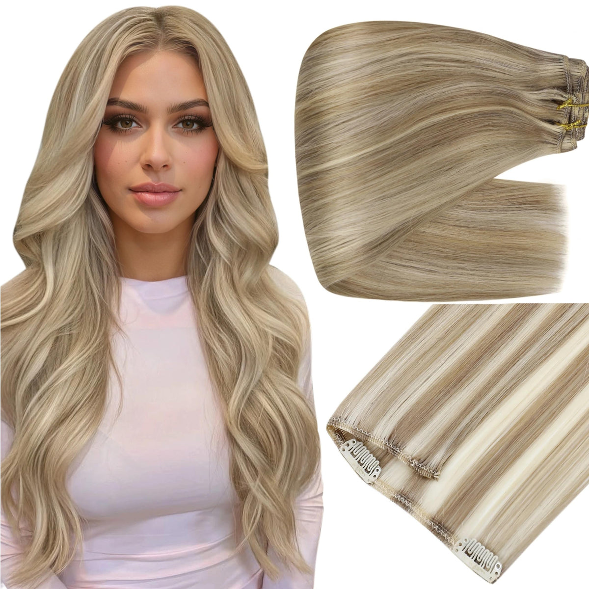 Full Shine Clip-in Hair Extensions 24 Inch 220g front view