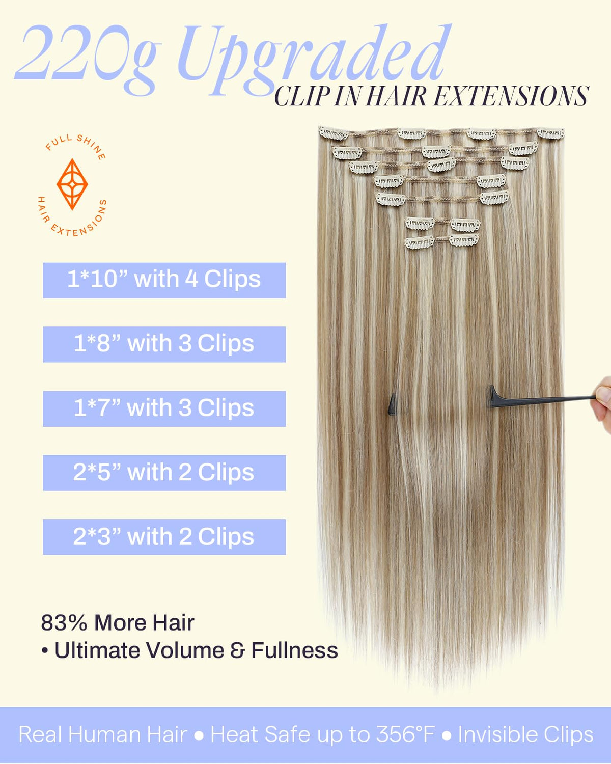 Full Shine Clip-in Hair Extensions 24 Inch 220g packaging