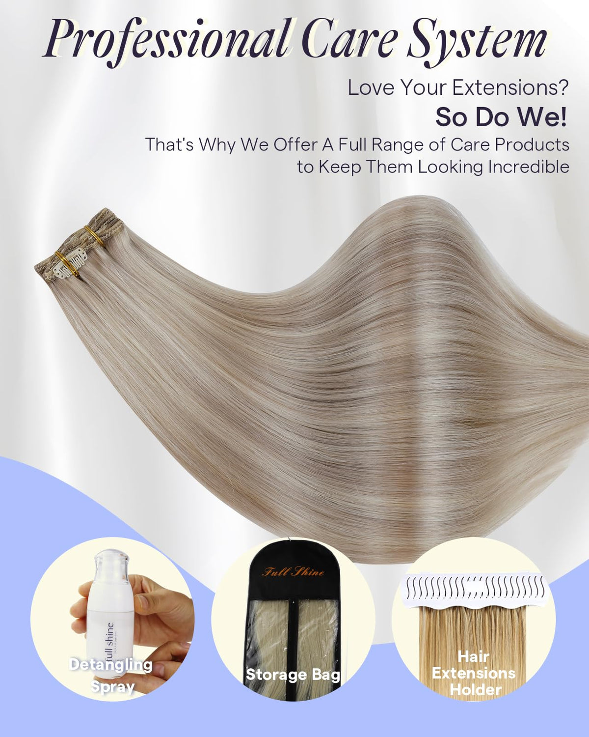 Full Shine Clip in Hair Extensions 24 Inch displayed on a model