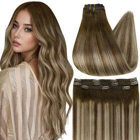 Full Shine Clip in Hair Extensions 60g front view