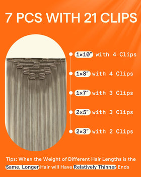 Full Shine Clip in Hair Extensions 7 piece set display