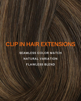 Full Shine Clip in Hair Extensions 7 piece set display