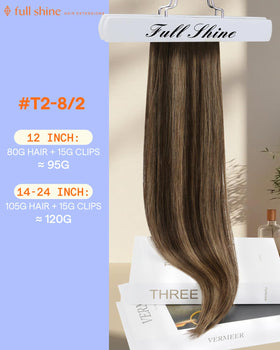 Full Shine Clip in Hair Extensions Balayage #2/8/2 packaging
