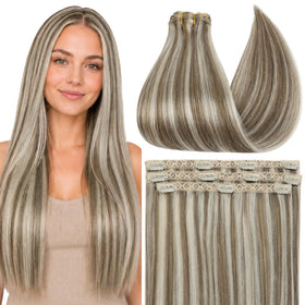 Full Shine Clip in Hair Extensions Balayage front view