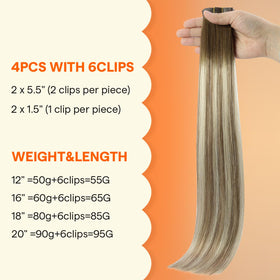 Full Shine Clip-In Hair Extensions close-up of PU weft