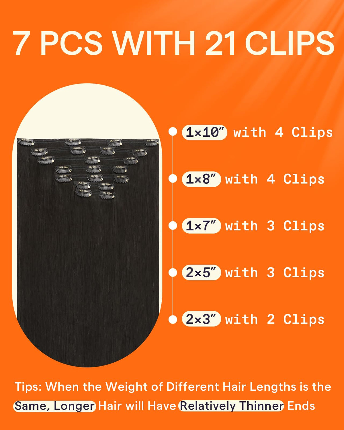 Full Shine Clip in Hair Extensions Dark Black in packaging