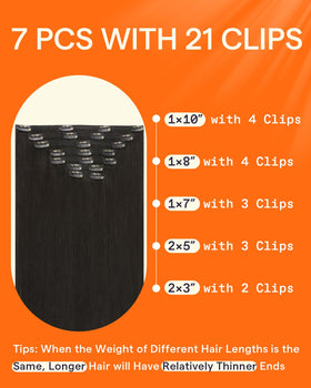 Full Shine Clip in Hair Extensions Dark Black in packaging