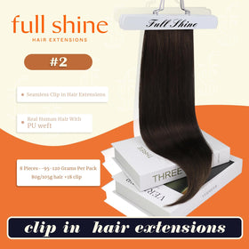 Full Shine Clip in Hair Extensions Dark Brown packaging