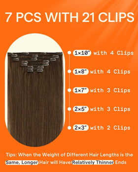 Full Shine Clip in Hair Extensions displayed on a hanger