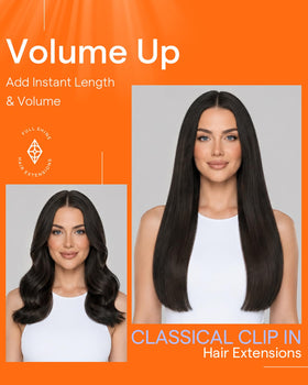 Full Shine Clip in Hair Extensions displayed on a mannequin