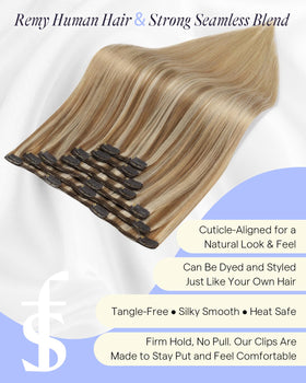 Full Shine Clip in Hair Extensions displayed on a mannequin head