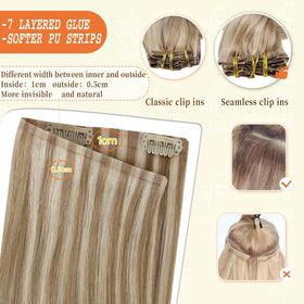 Full Shine Clip in Hair Extensions displayed on a model