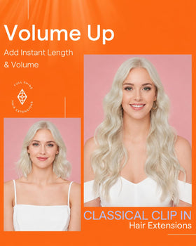 Full Shine clip in hair extensions displayed on a model