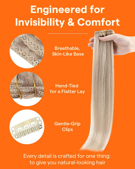 Full Shine Clip in Hair Extensions displayed with packaging