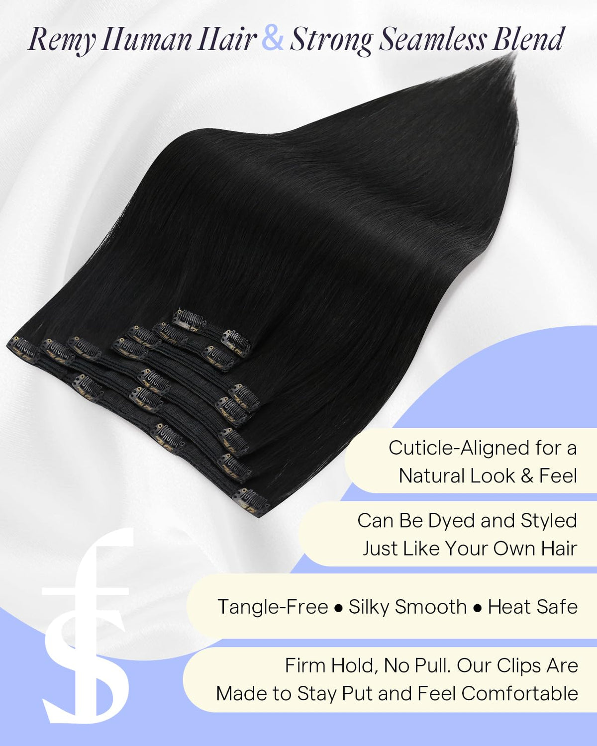 Full Shine Clip in Hair Extensions displayed with packaging