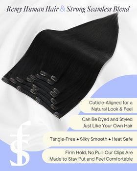Full Shine Clip in Hair Extensions displayed with packaging