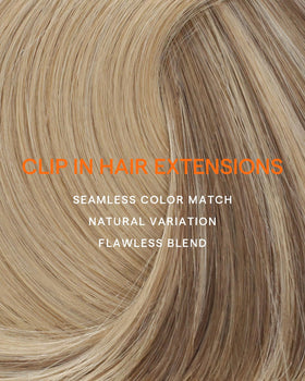 Full Shine Clip in Hair Extensions displayed with styling tools