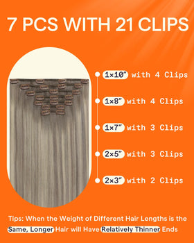 Full Shine Clip in Hair Extensions displayed with various lengths