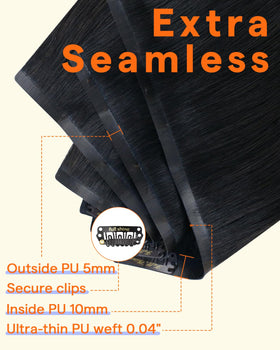 Full Shine Clip in Hair Extensions Jet Black back view