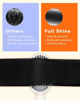 Full Shine Clip in Hair Extensions Jet Black on a model