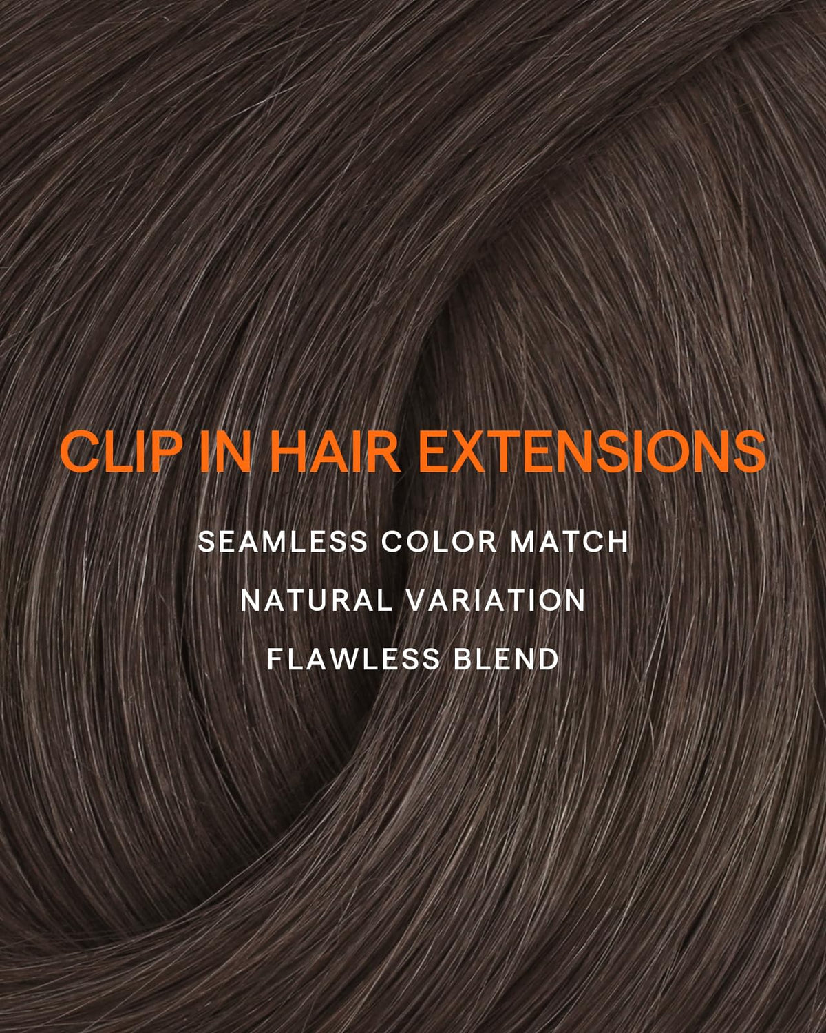 Full Shine Clip in Hair Extensions Mocha Ash Brown on display