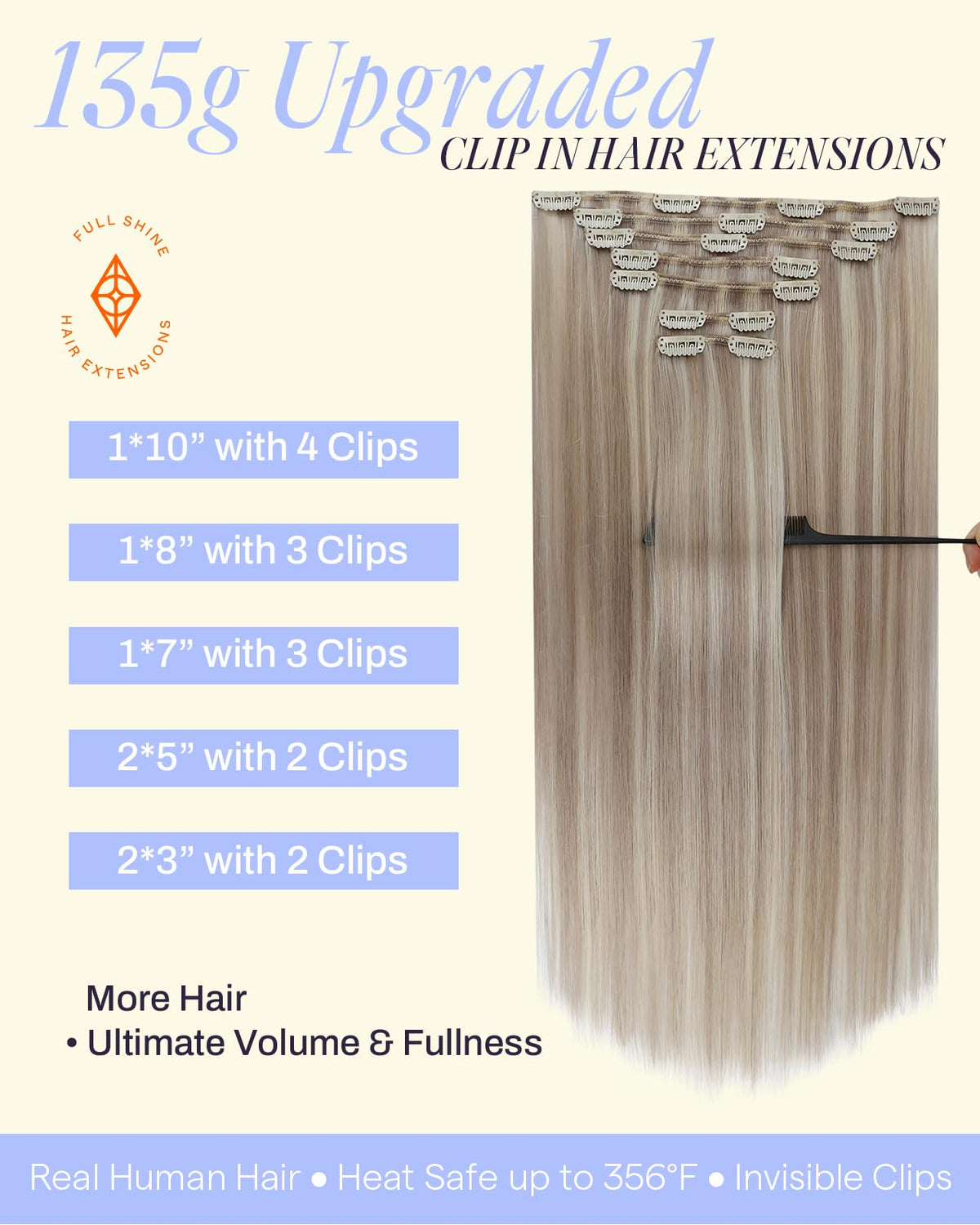 Full Shine Clip in Hair Extensions packaging
