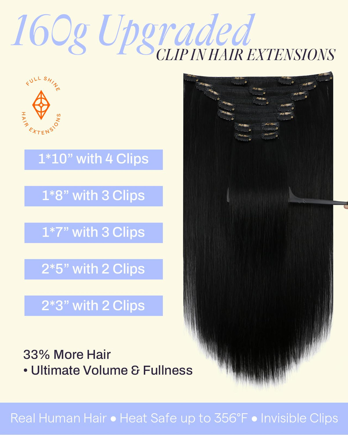 Full Shine Clip in Hair Extensions packaging side view