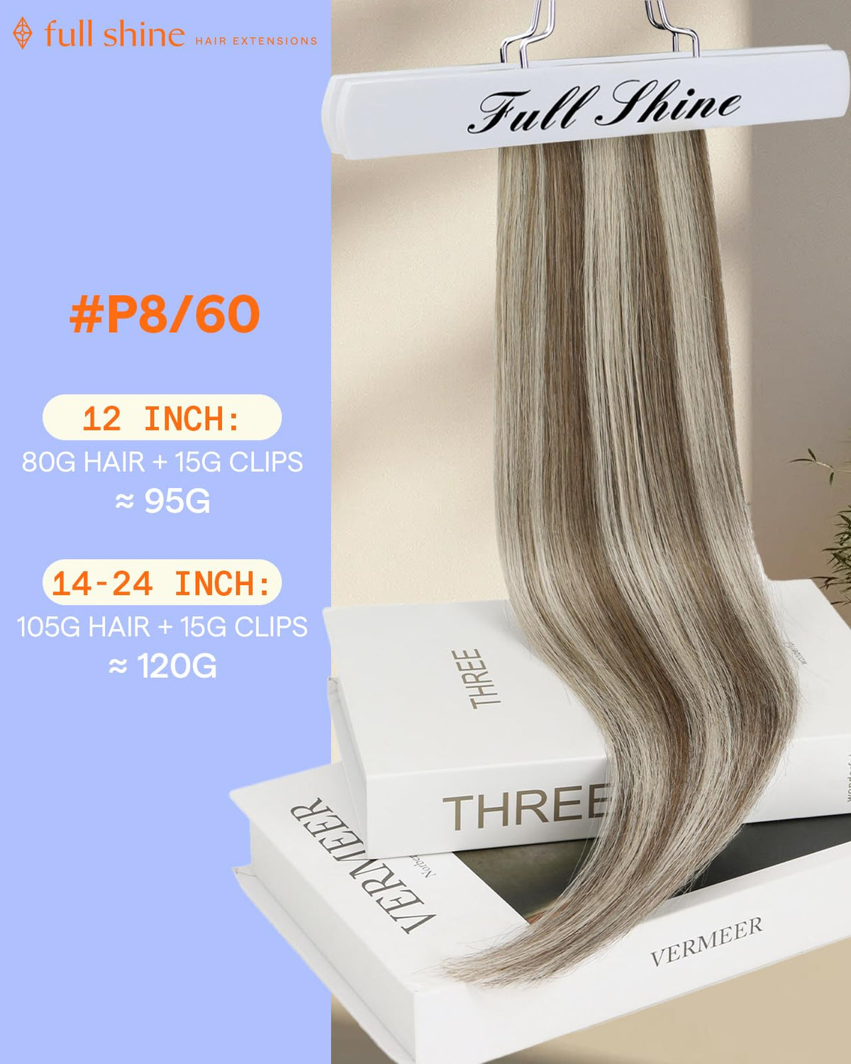 Full Shine Clip in Hair Extensions packaging with 7 pieces