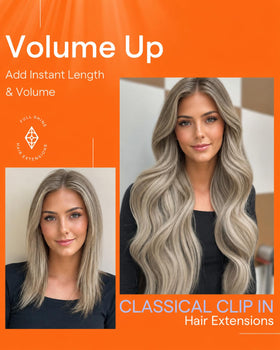 Full Shine Clip in Hair Extensions set laid out