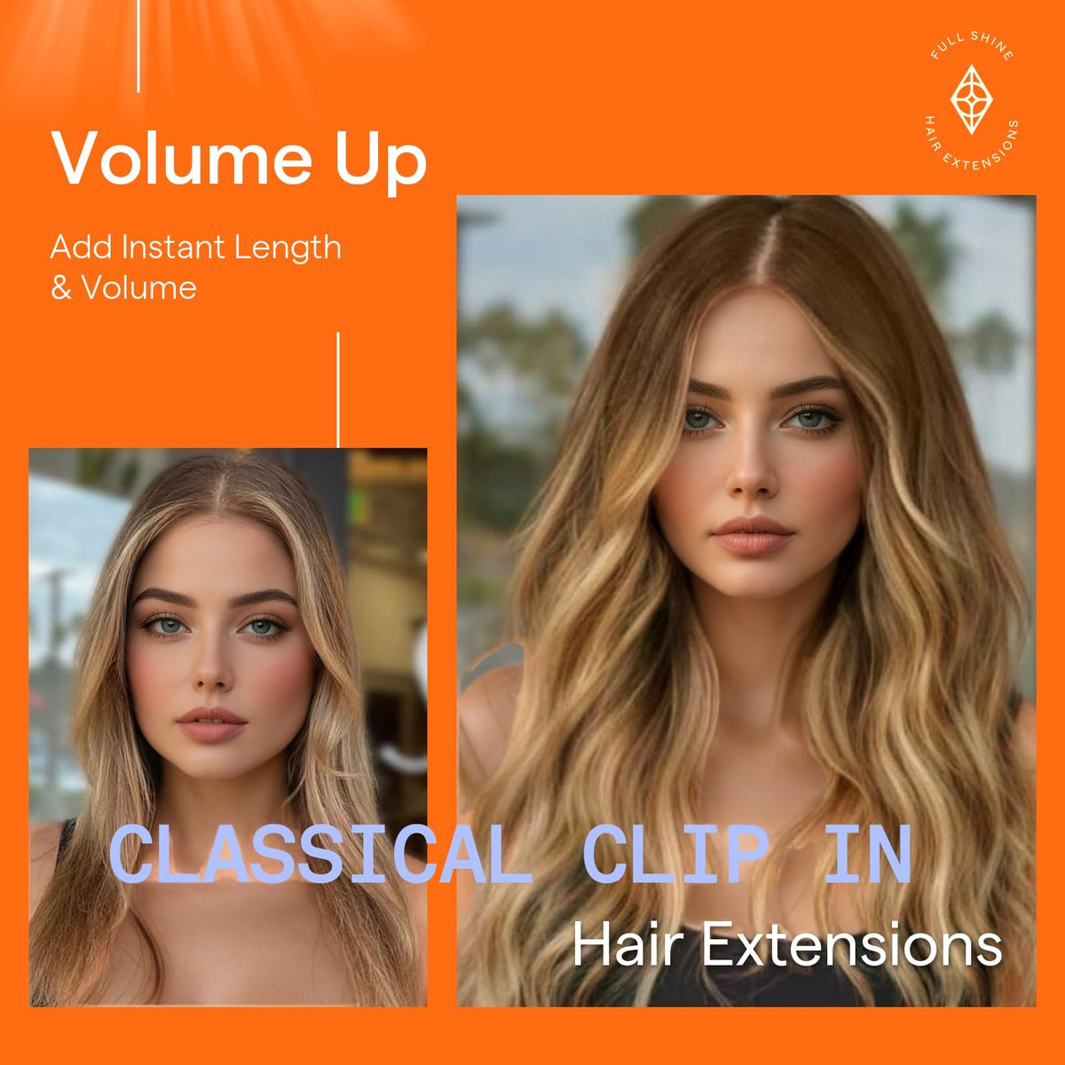 Full Shine Clip in Hair Extensions showing clip fastening system