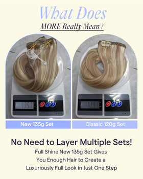 Full Shine Clip in Hair Extensions showing double weft design