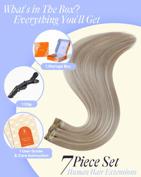 Full Shine Clip in Hair Extensions showing easy blend technology
