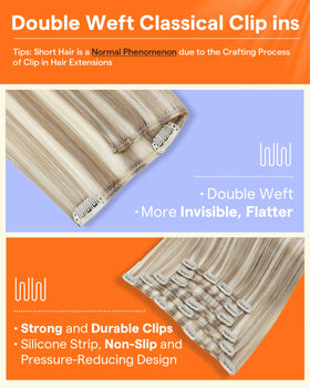 Full Shine Clip in Hair Extensions showing secure clips