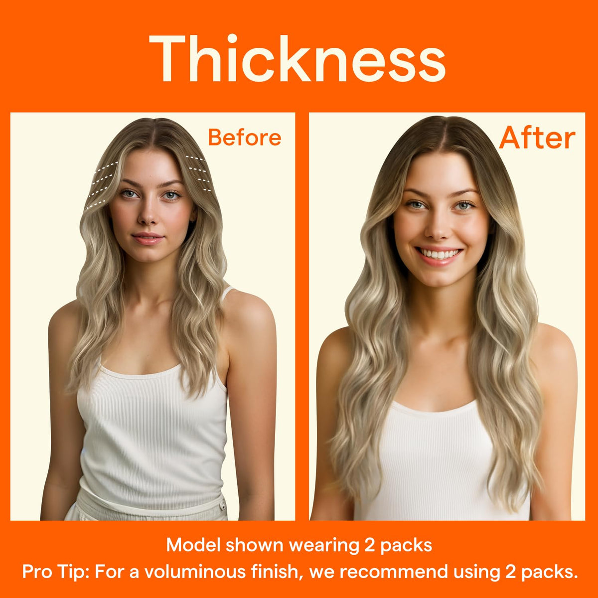 Full Shine Clip-In Hair Extensions showing secure clips