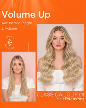 Full Shine Clip in Hair Extensions showing secure clips