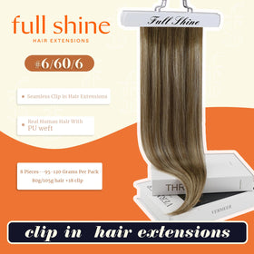 Full Shine Clip in Hair Extensions showing secure silicone clips