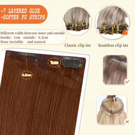 Full Shine Clip-in Hair Extensions showing secure silicone clips