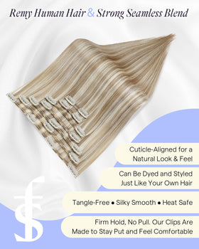 Full Shine Clip in Hair Extensions styled in loose waves