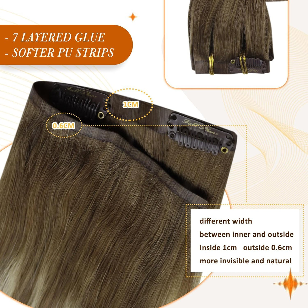Full Shine Clip in Hair Extensions styled in waves