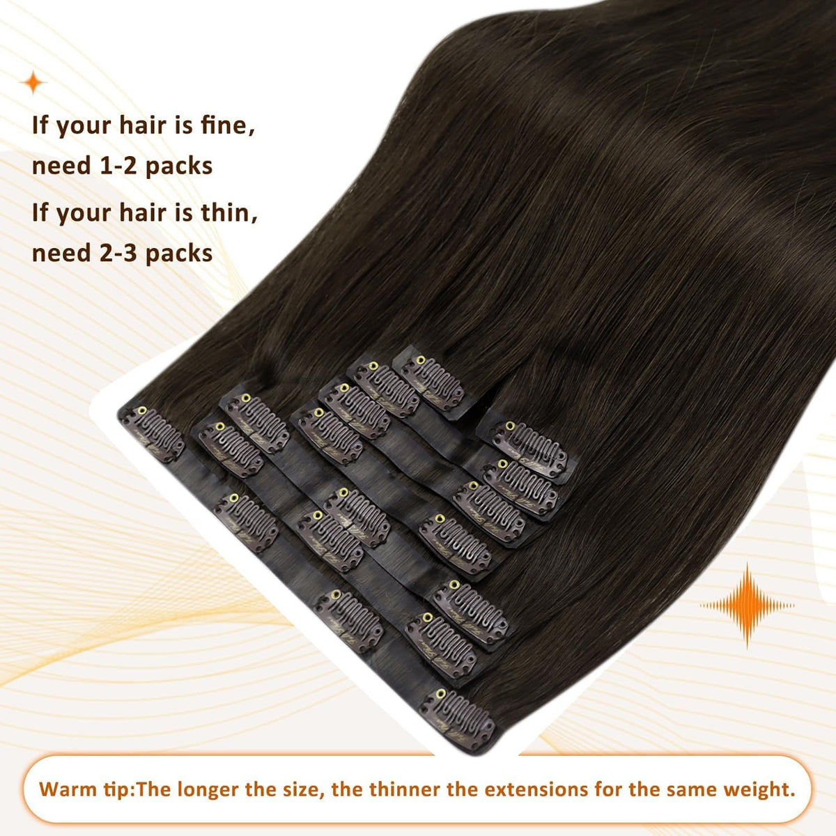 Full Shine Clip in Hair Extensions styled on a model