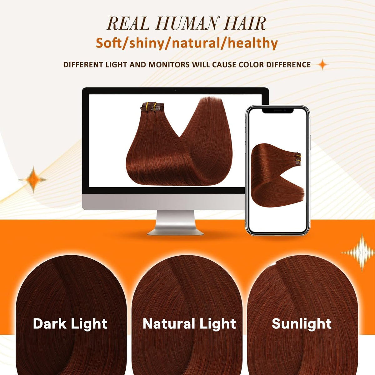 Full Shine Clip-in Hair Extensions with silicone clips for secure fit